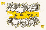 Thanksgiving Day. Hand Drawn design.