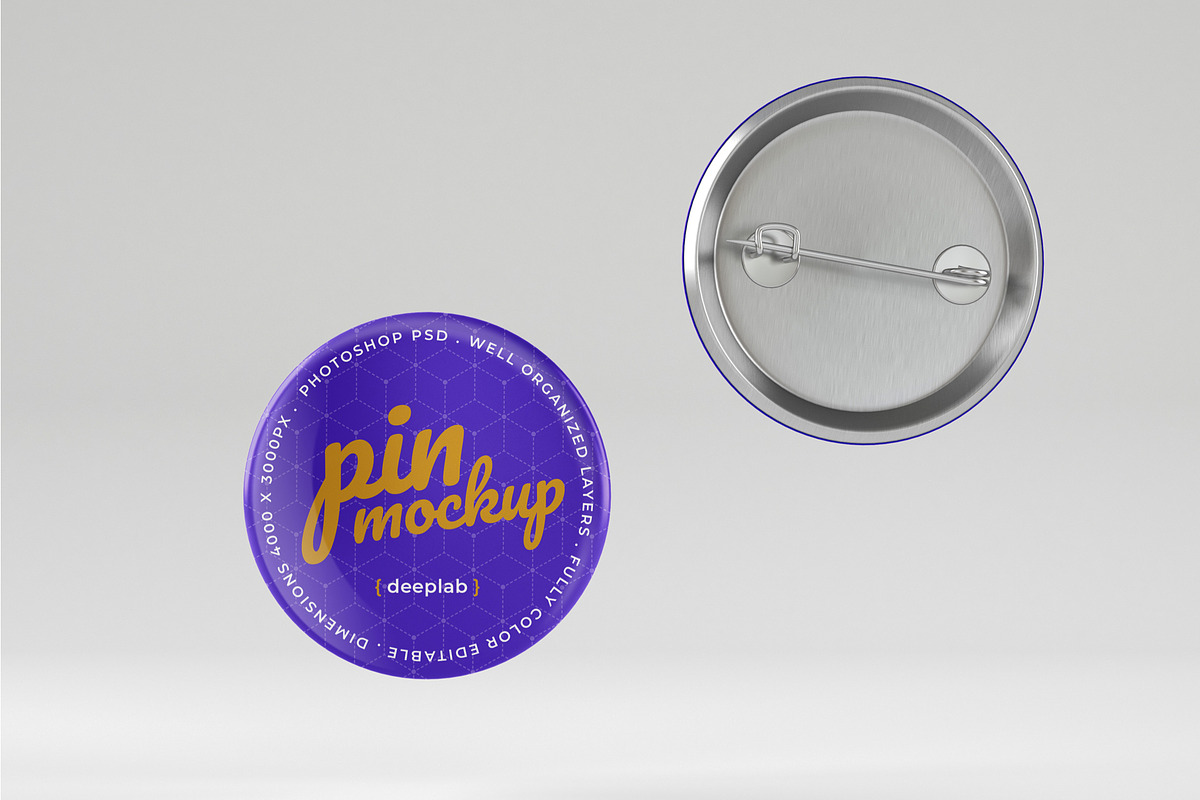 Glossy Button Pin Mockup Set in Branding Mockups - product preview 8