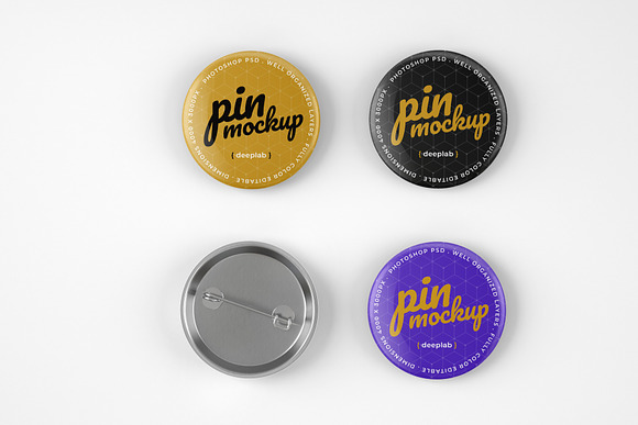 Glossy Button Pin Mockup Set in Branding Mockups - product preview 4