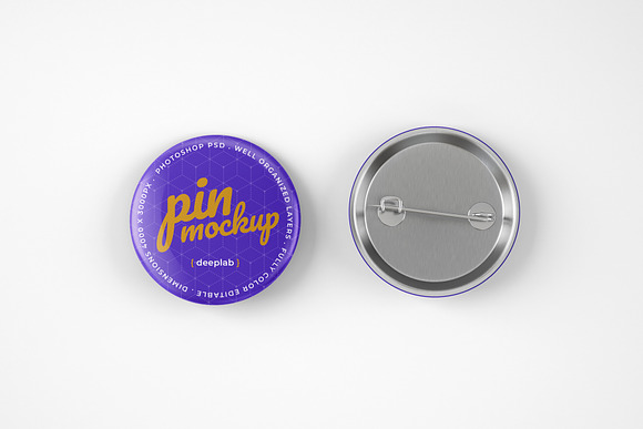 Glossy Button Pin Mockup Set in Branding Mockups - product preview 5