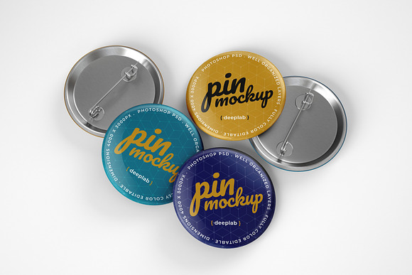 Glossy Button Pin Mockup Set in Branding Mockups - product preview 6
