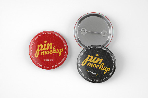 Glossy Button Pin Mockup Set in Branding Mockups - product preview 7