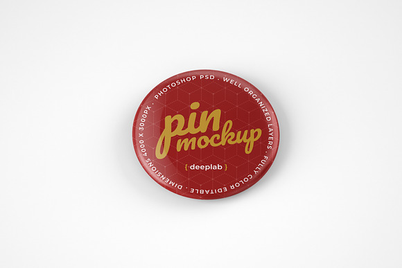 Glossy Button Pin Mockup Set in Branding Mockups - product preview 8