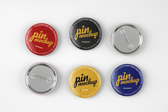 Glossy Button Pin Mockup Set in Branding Mockups - product preview 10