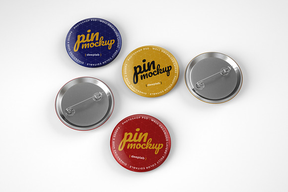 Glossy Button Pin Mockup Set in Branding Mockups - product preview 11