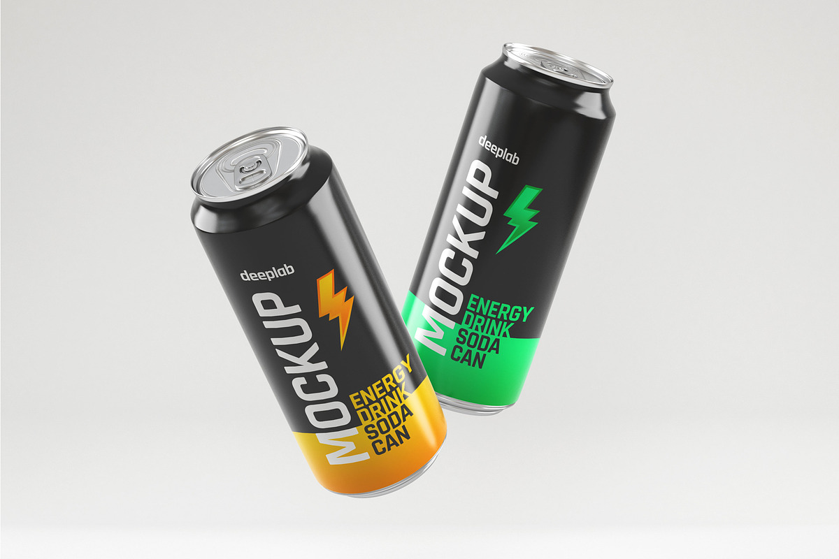 Glossy Soda Can Mockup Set in Product Mockups - product preview 8