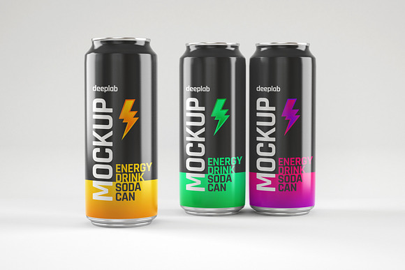Glossy Soda Can Mockup Set in Product Mockups - product preview 2