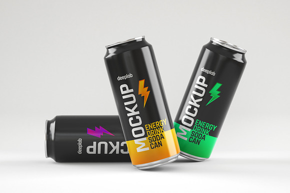 Glossy Soda Can Mockup Set in Product Mockups - product preview 3