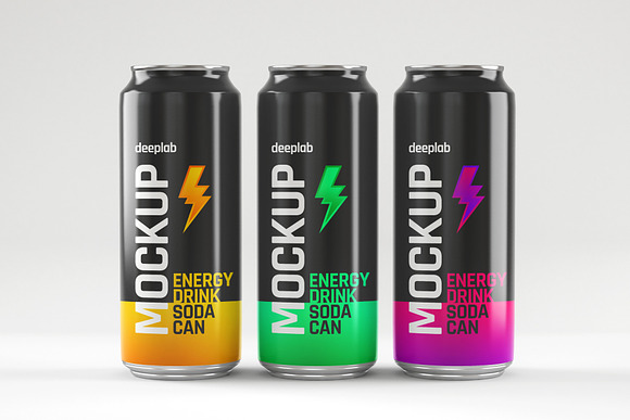Glossy Soda Can Mockup Set in Product Mockups - product preview 4