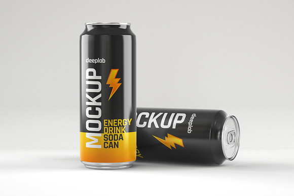 Glossy Soda Can Mockup Set in Product Mockups - product preview 5