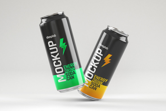 Glossy Soda Can Mockup Set in Product Mockups - product preview 7