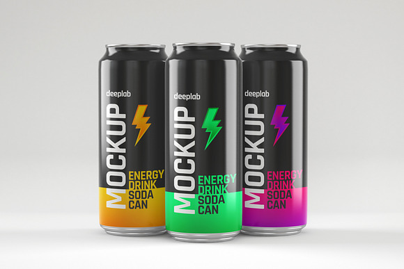 Glossy Soda Can Mockup Set in Product Mockups - product preview 9