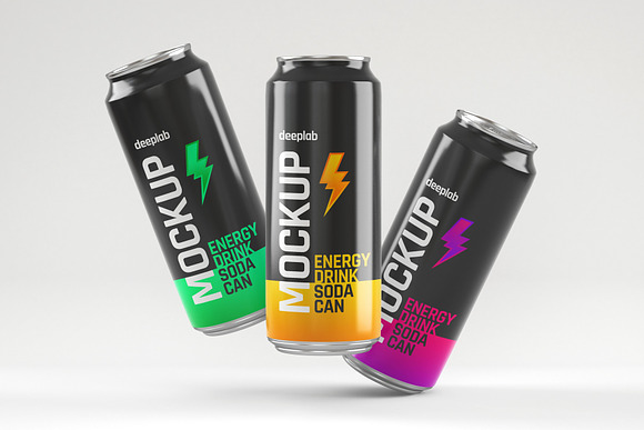 Glossy Soda Can Mockup Set in Product Mockups - product preview 11