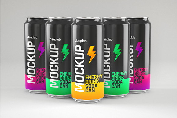 Glossy Soda Can Mockup Set in Product Mockups - product preview 12