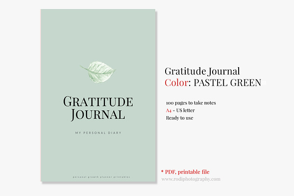 Gratitude Journal -(GREEN Printable)