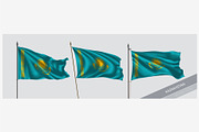 Set of Kazakhstan waving flag vector