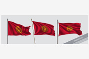 Set of Kyrgyzstan waving flag vector