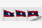Set of Laos waving flag vector