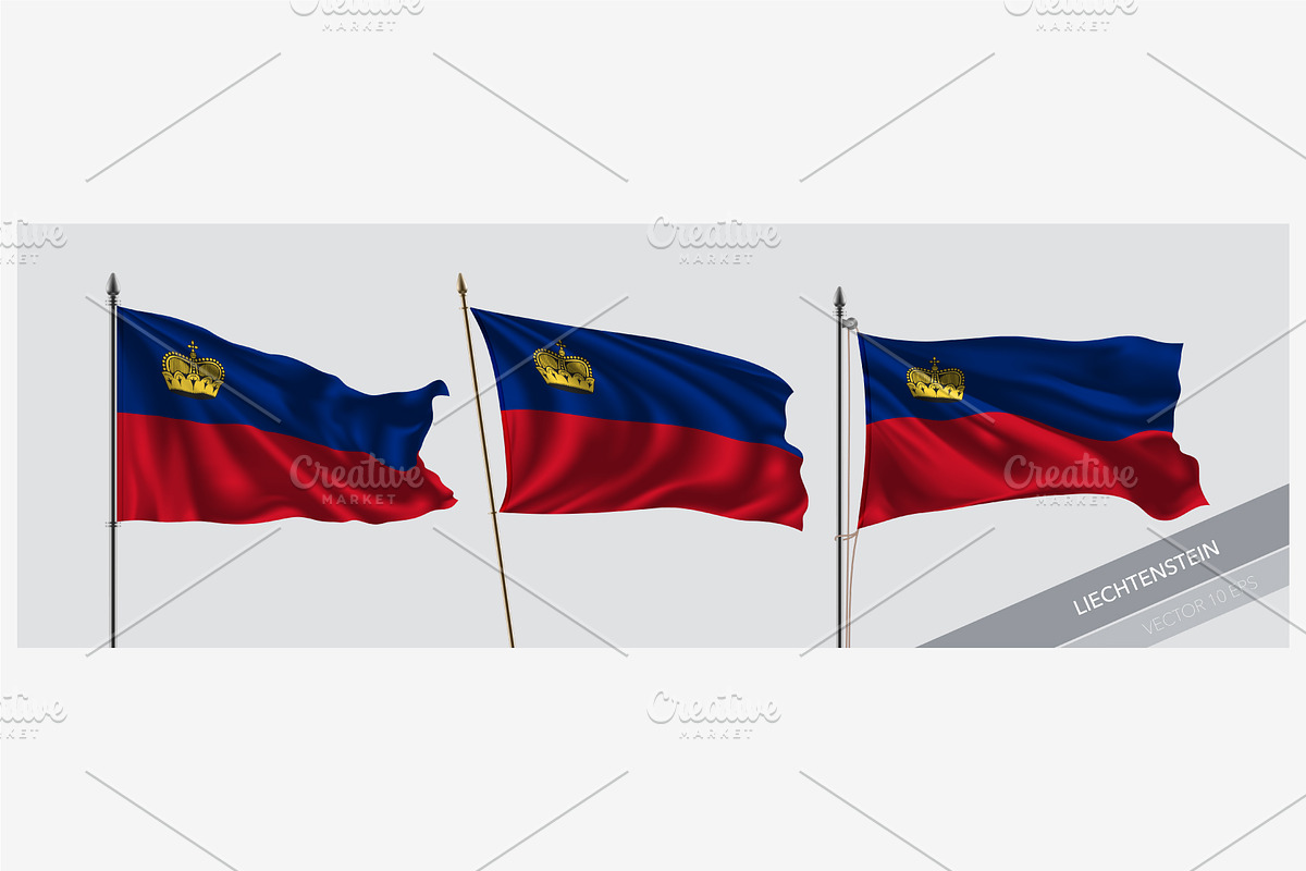 Set of Liechtenstein flag vector in Illustrations - product preview 8