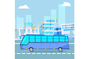 City tourist driving bus on
