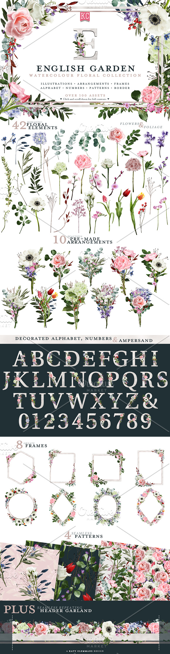 English Garden Watercolour florals in Illustrations - product preview 12