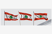 Set of Lebanon waving flag vector