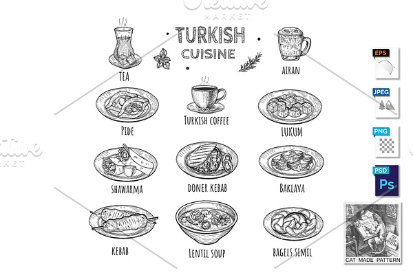 Turkish traditional food collection