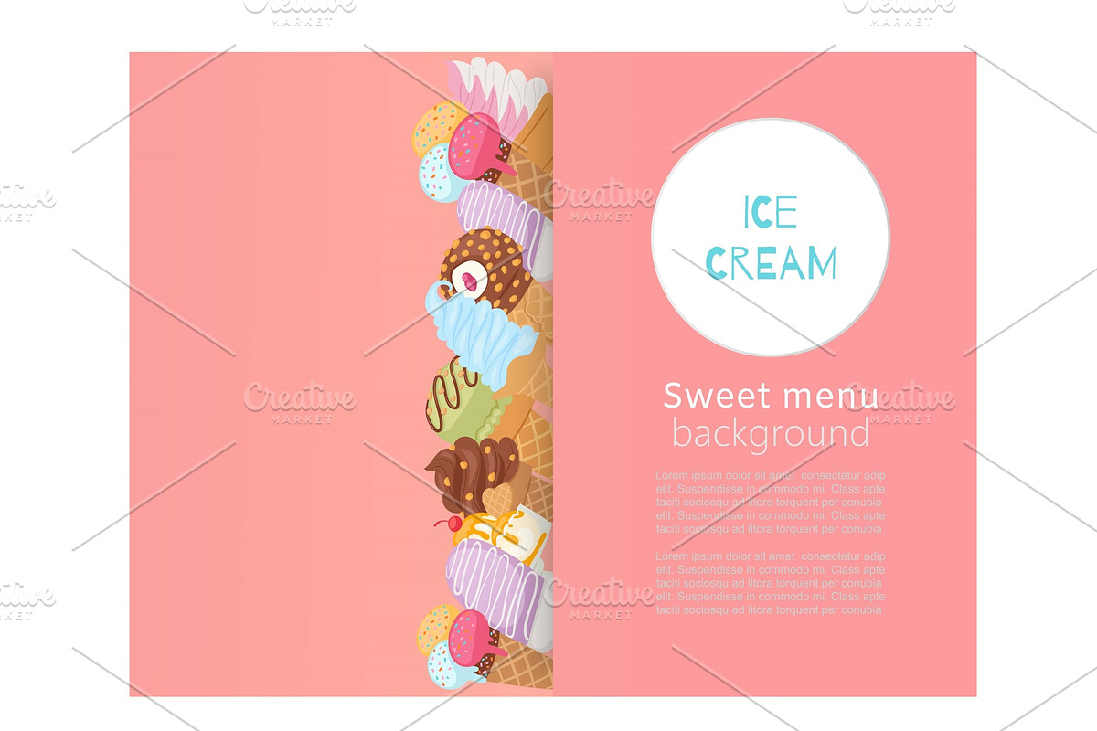 Ice creams sweet menu of waffle in Illustrations - product preview 8