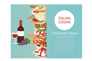 Italian cuisine food banner with