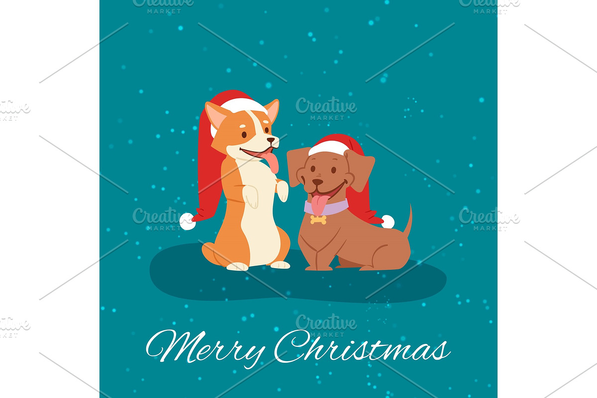 Merry christmas funny dogs in red in Objects - product preview 8