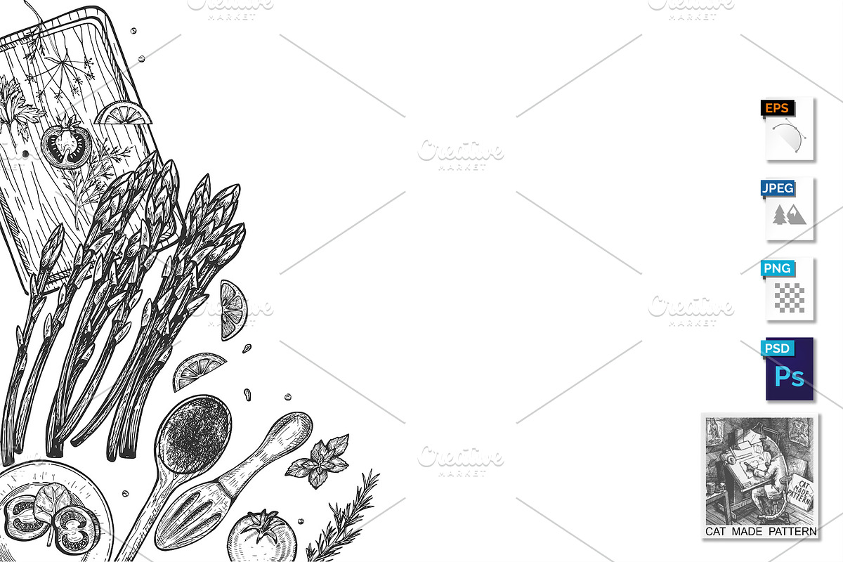 Fresh tender asparagus still life in Illustrations - product preview 8