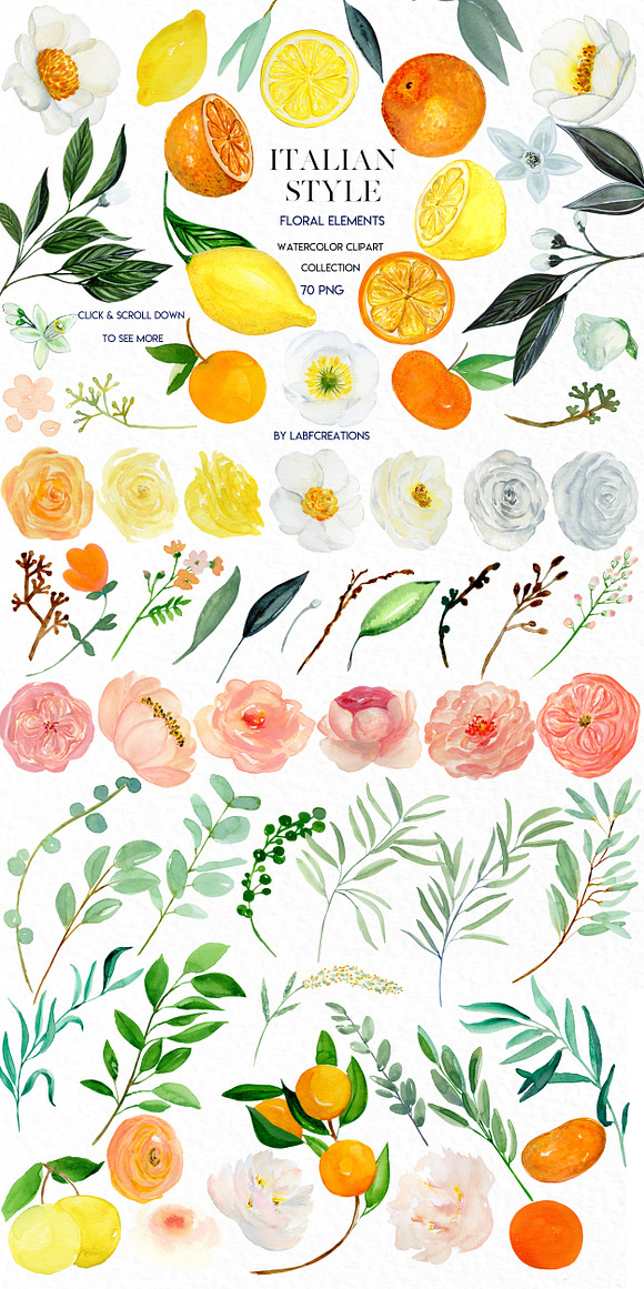 Italian Style. Watercolor tiles. in Illustrations - product preview 2