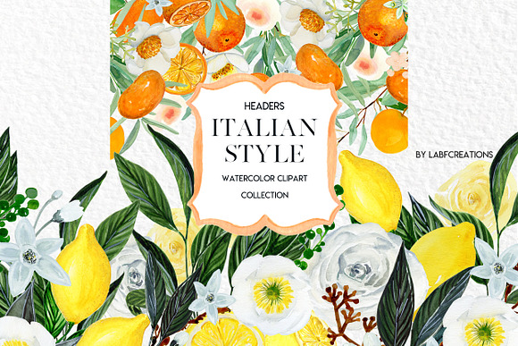 Italian Style. Watercolor tiles. in Illustrations - product preview 5