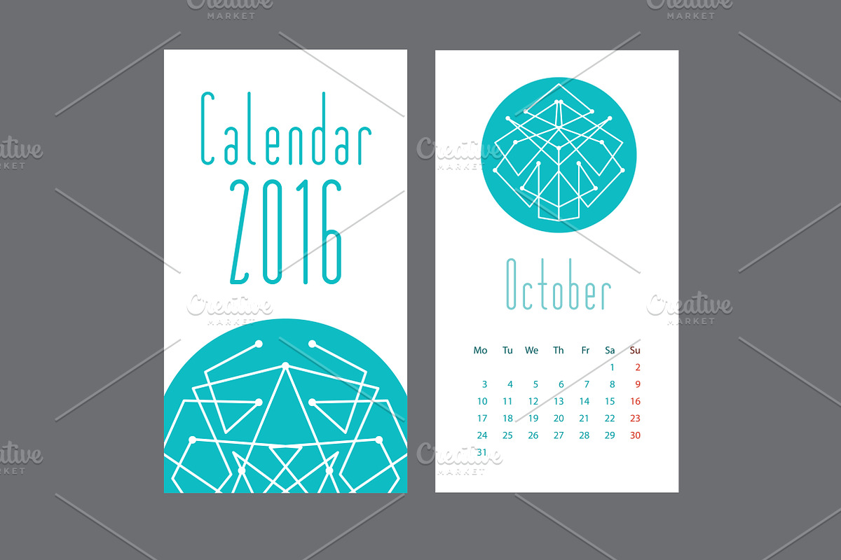 Calendar 2016 with abstractions in Illustrations - product preview 8