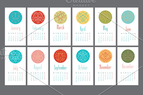 Calendar 2016 with abstractions in Illustrations - product preview 1