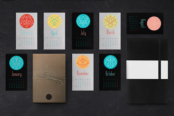 Calendar 2016 with abstractions in Illustrations - product preview 2