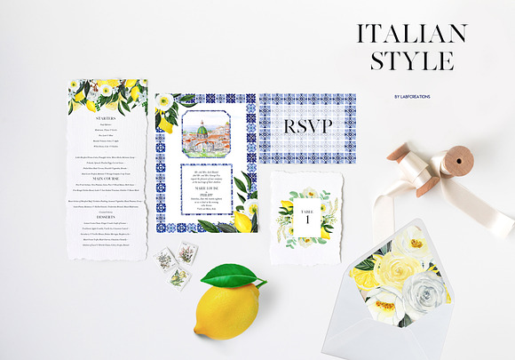 Italian Style. Watercolor tiles. in Illustrations - product preview 19