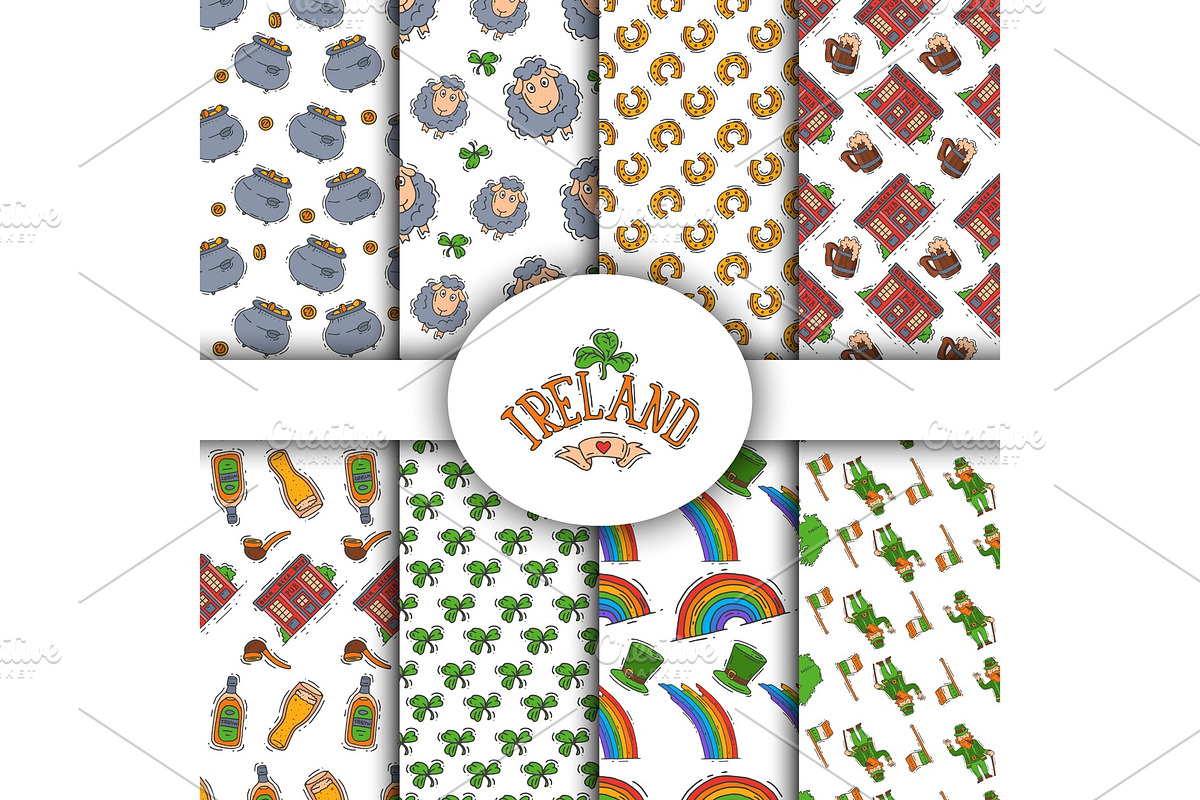 Ireland symbols seamless patterns in Objects - product preview 8