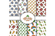 Ireland symbols seamless patterns