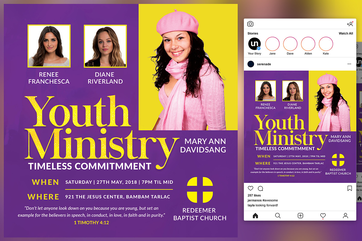 Youth Ministry Church Flyer in Flyer Templates - product preview 8