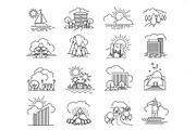 City and nature line icons