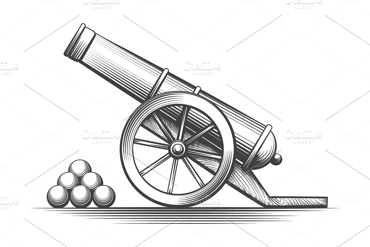 Cannon weapon firing in Illustrations - product preview 8