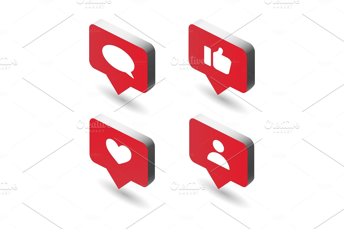 Internet notification 3d symbols in Illustrations - product preview 8