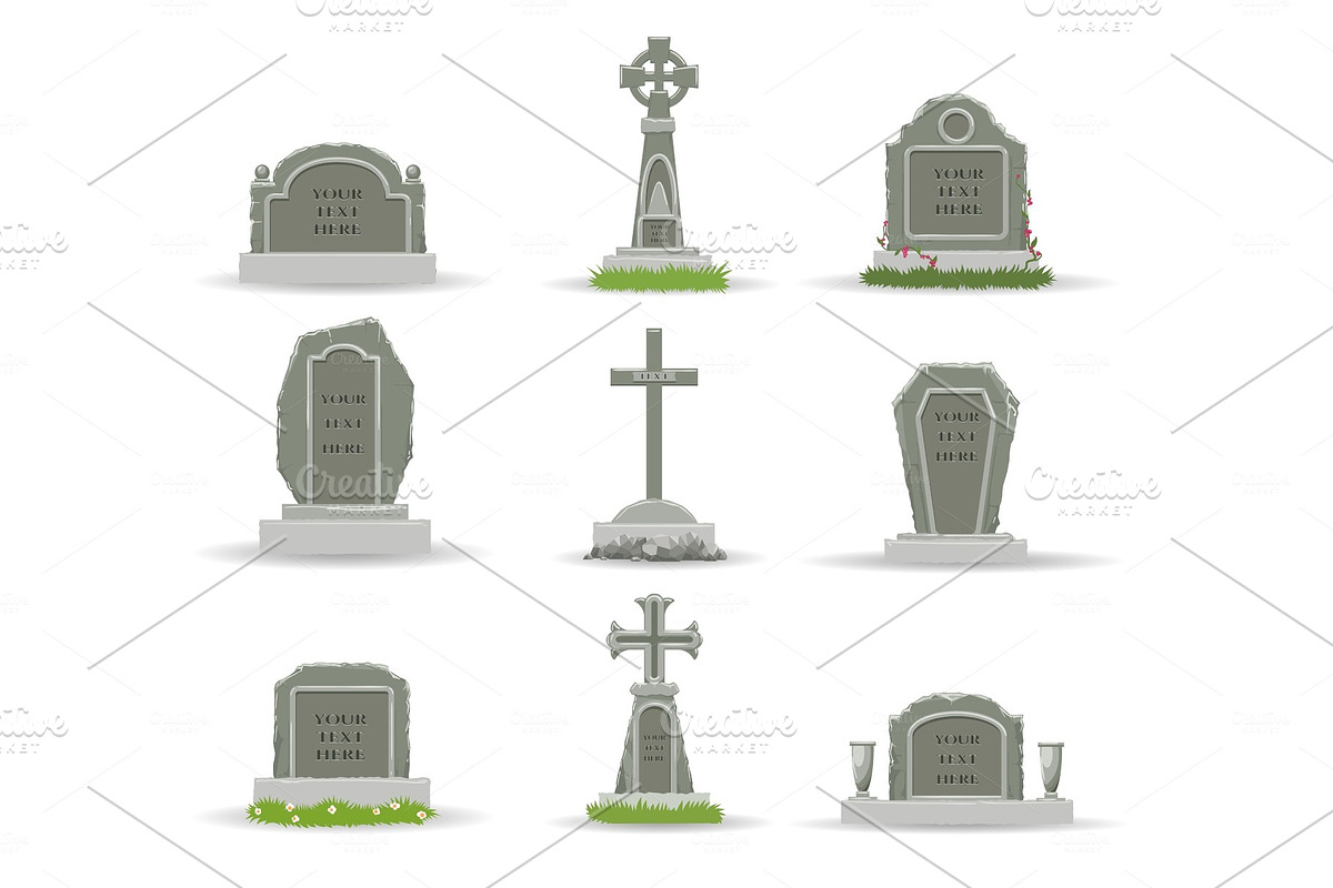 Cartoon gravestones and tombs in Illustrations - product preview 8