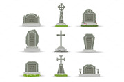 Cartoon gravestones and tombs