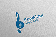Music Logo with Note and Guitar 54