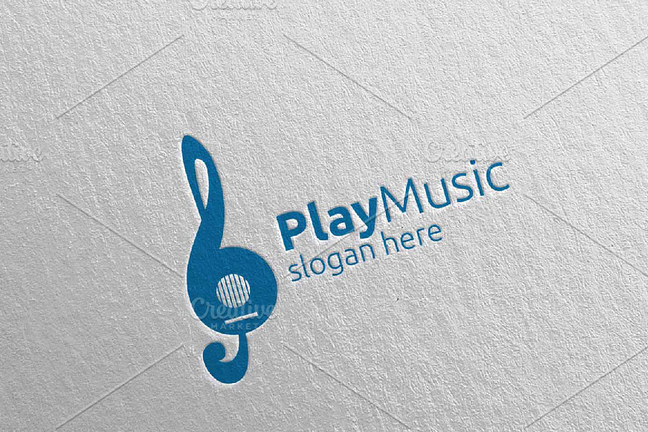 Music Logo with Note and Guitar 54 in Logo Templates - product preview 8