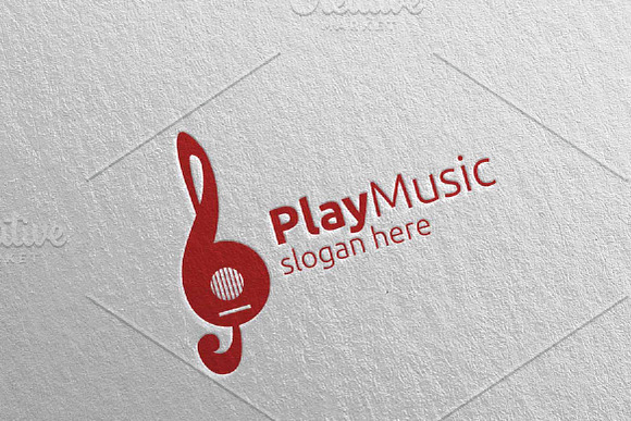 Music Logo with Note and Guitar 54 in Logo Templates - product preview 1