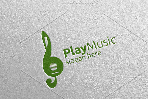 Music Logo with Note and Guitar 54 in Logo Templates - product preview 2