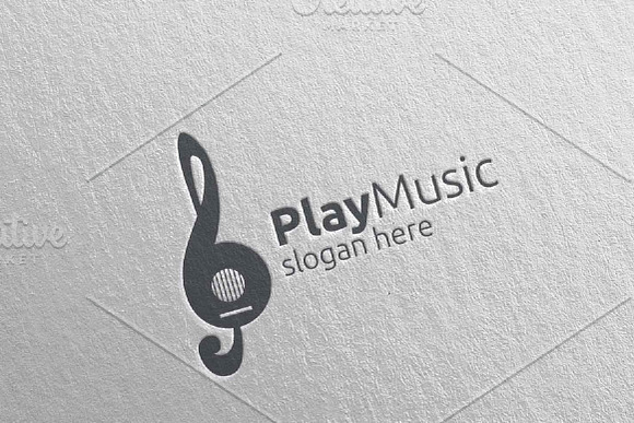 Music Logo with Note and Guitar 54 in Logo Templates - product preview 4
